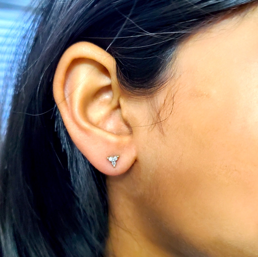 10k Gold Trio Diamond Earrings